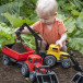 Stor traktor med frontlaster og tilhenger grønn 56 cm