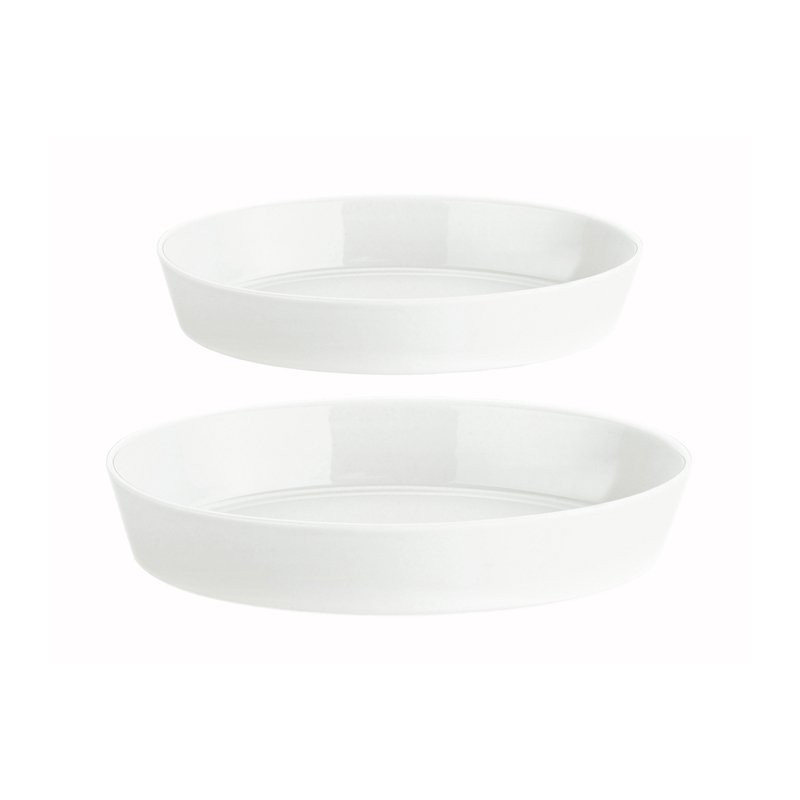 2-pakning ovnsformer 31 × 23 cm + 26 × 19 cm, hvitt porselen