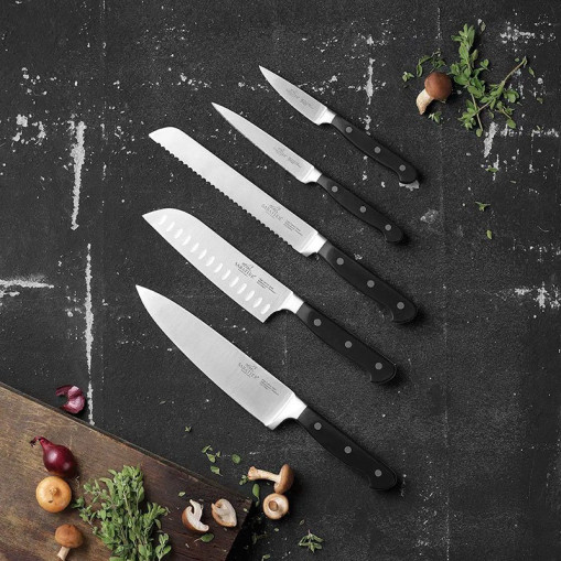 Knivsett Pluton 5 deler stål/svart