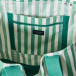 Strandtaske Organic Herringbone grøn/hvid stribet