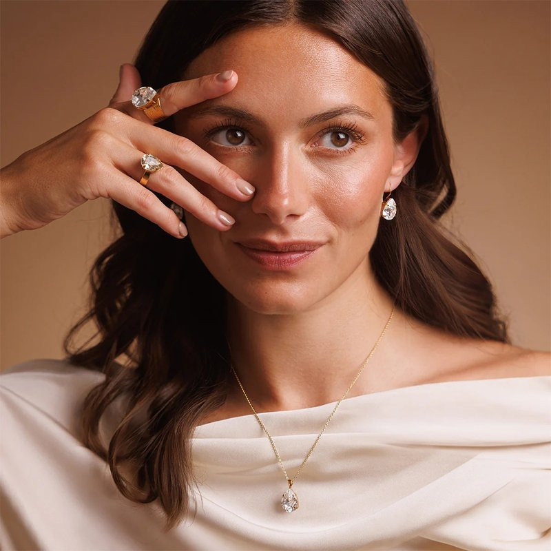 Øreringe Mini Drop Clasp Gold Crystal