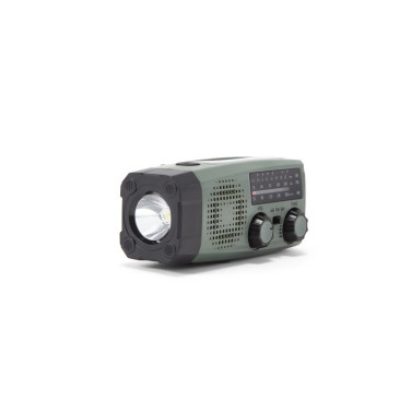 Nødradio AM/FM/SW med dynamo, LED-lampe, sirene, solpanel & USB