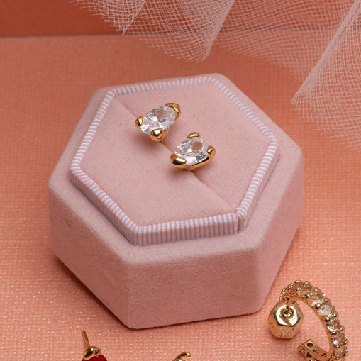 Embla Stud Øreringe Crystal Gold