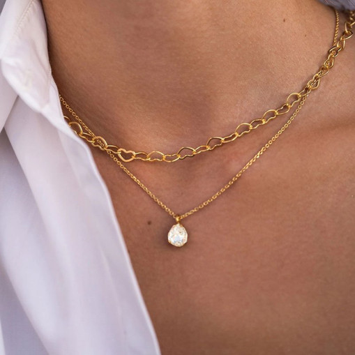 Mini Carlotta Halskæde Gold Crystal