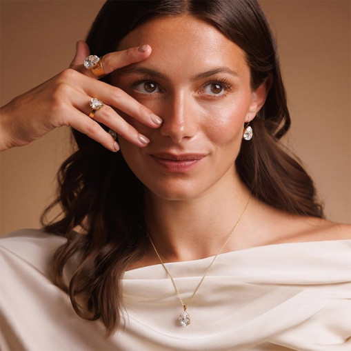 Øreringe Mini Drop Clasp Gold Crystal