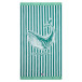 Cotton velour beach towel, 100x180 cm green/white