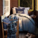 Cotton Poplin Bedding Set, Checked Blue/White