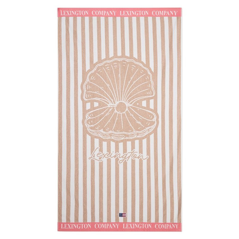 Cotton velour beach towel, 100x180 cm beige
