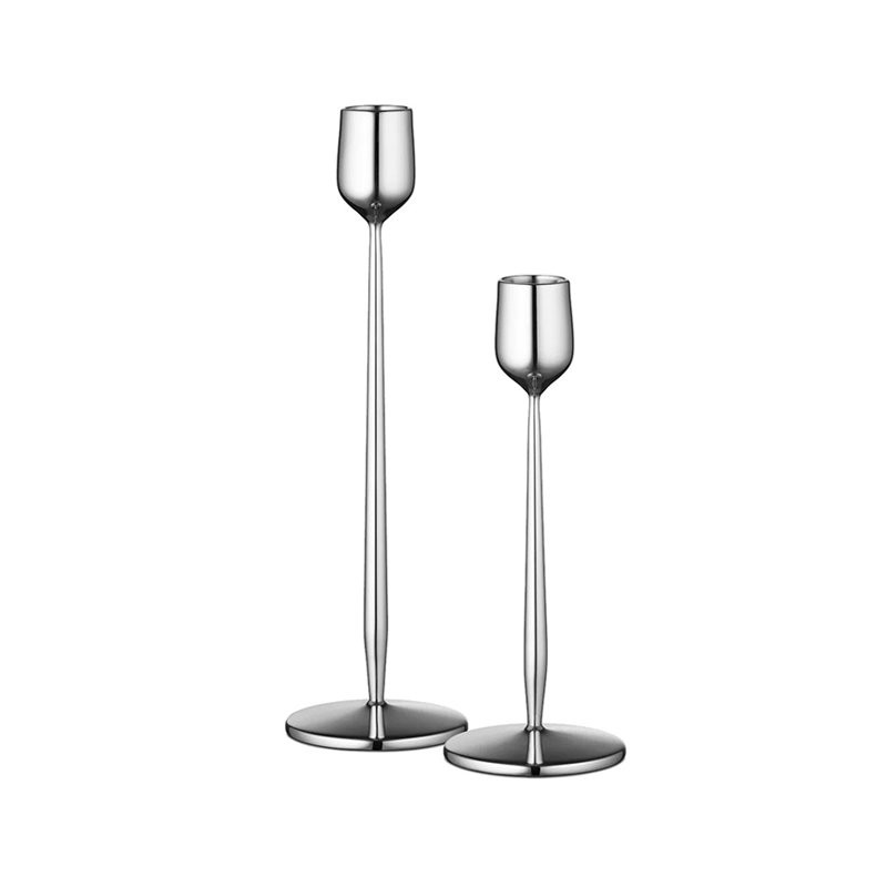 Candle Holders 2st Dorothea 18+23,5cm polished steel