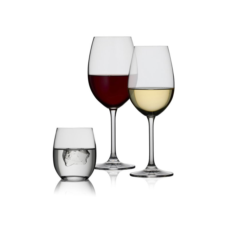 Clara Glassware Set, 18 Pieces – 6 Red Wine Glasses, 6 White Wine Glasses, 6 Water Glasses