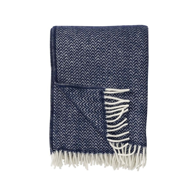 Wool throw Chevron Dark Denim
