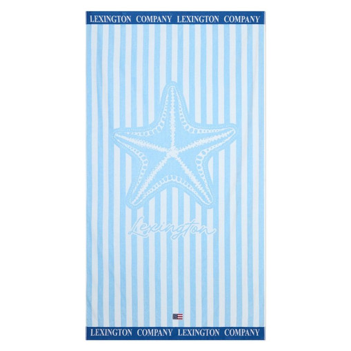 Cotton velour beach towel, 100x180 cm blue/white